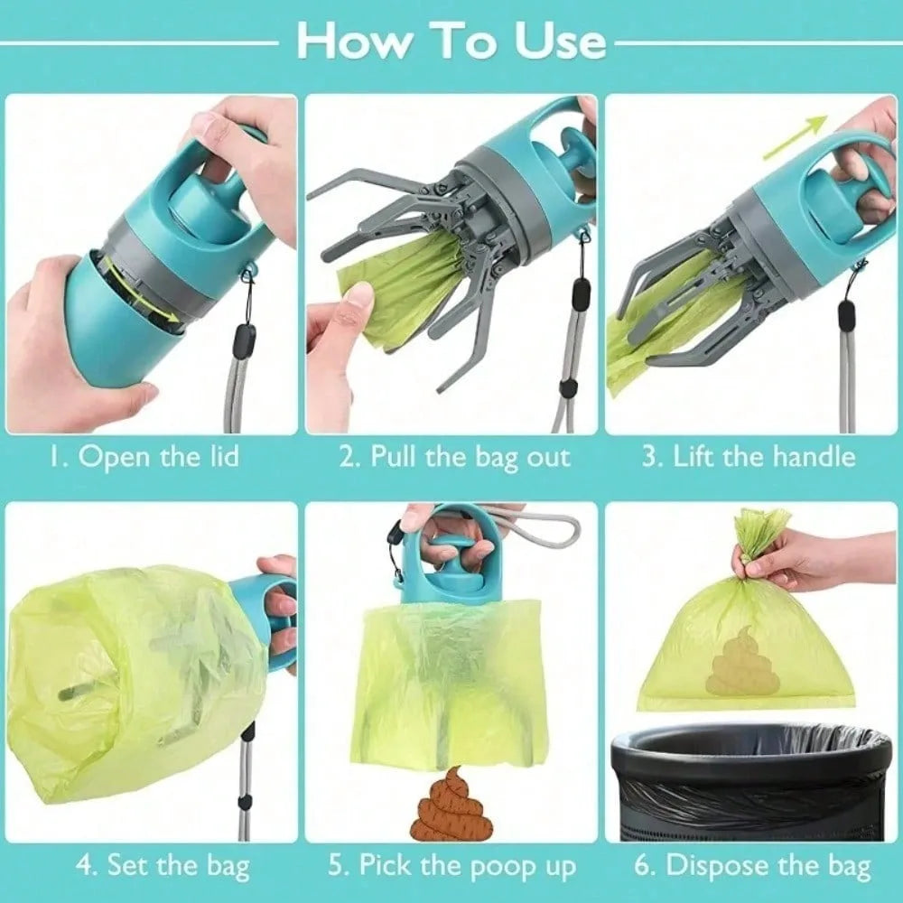 No Touch Portable Dog Pooper Scooper With Waste Bag Holder