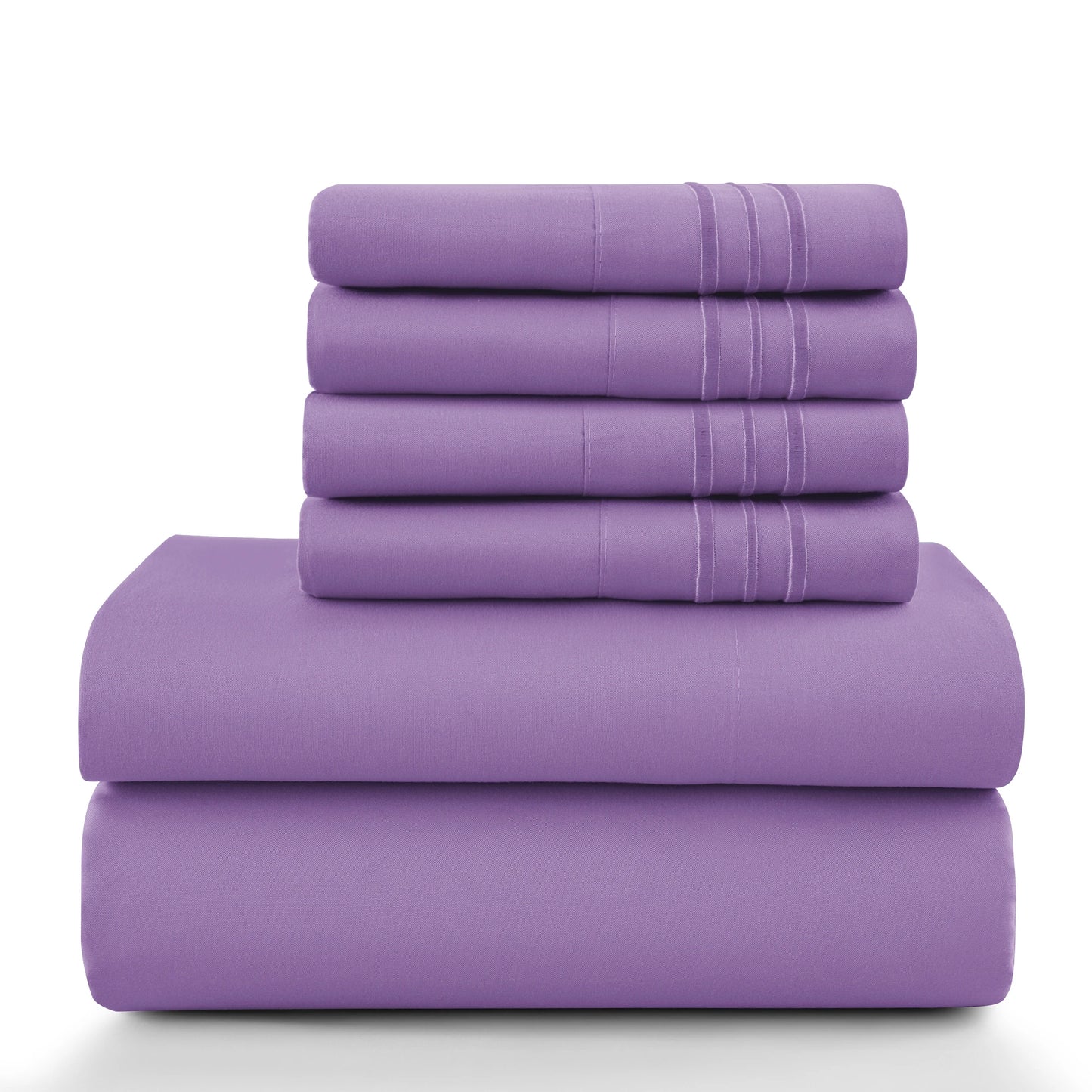 LDC Lux Decor Collection 6 Piece Solid Sheet Set Brushed Microfiber