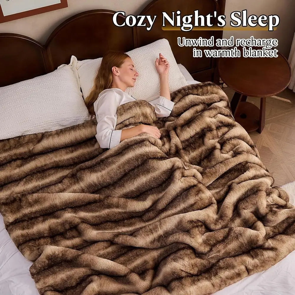 Faux Fur Blanket Soft Warm Plush Throw For Living Room