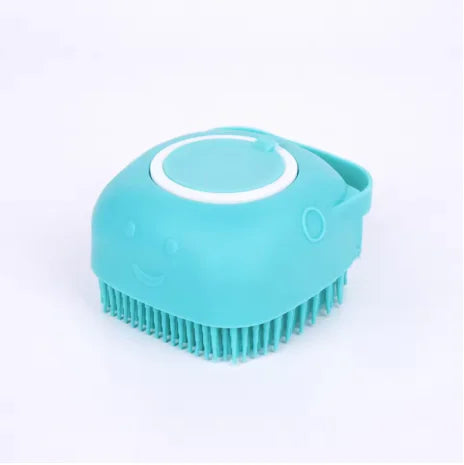 2-In-1 Pet Bath and Massage Brush Silicone Shampoo Storage