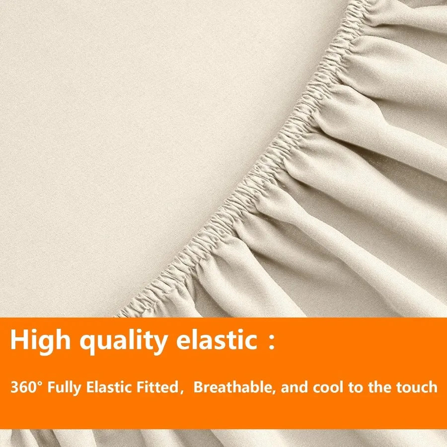 Light Beige Full Size Comforter Set - 7 Pieces Bed in a Bag Bedding with All Season Soft Quilted Warm Fluffy Reversible Comfort