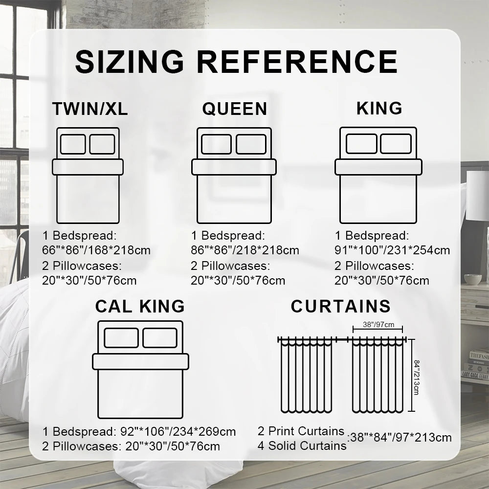 Nine Piece Polyester Bedding Set With Curtains And Pillowcases