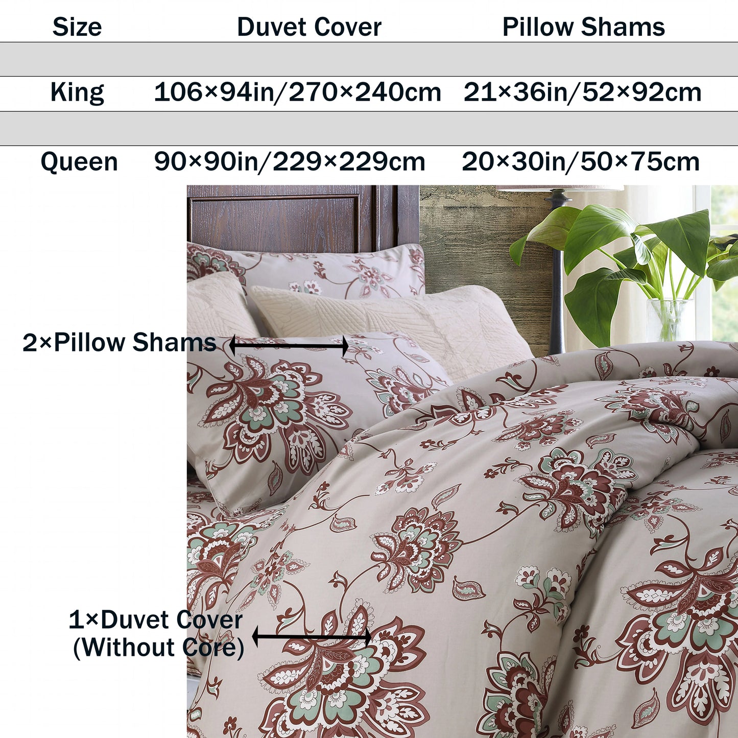 LISSTHERCN Egyptian Cotton Duvet Cover Set Soft Skin Friendly