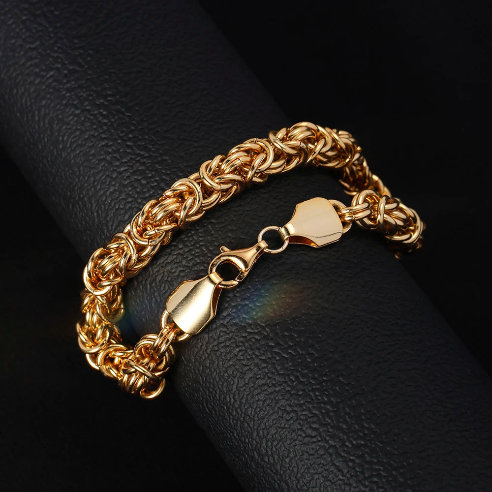 18K Gold Plated 8 Inches Braided Bracelet for Women Men 925 Sterling Silver Fashion Charm Couple Gift Jewelry Accessories USA