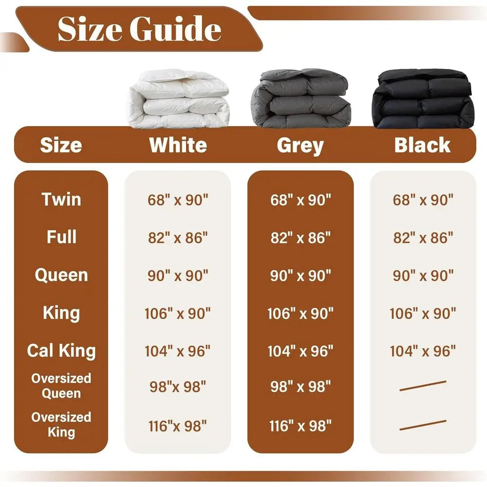 Feather Down Fiber Comforter Duvet Insert 100 Percent Cotton Winter