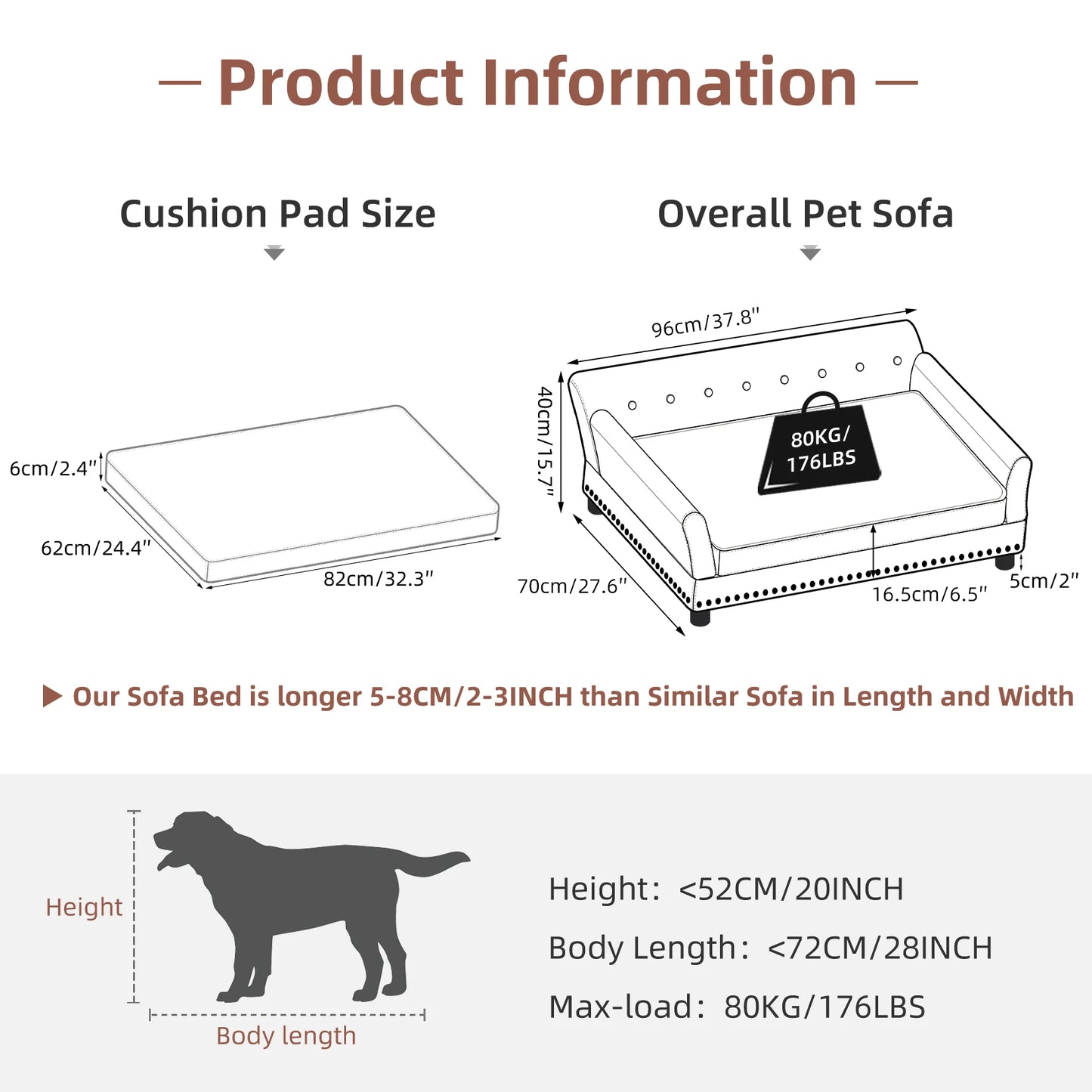 BORWARTCN PU Leather Luxury Elevated Dog Bed With Removable Cushion