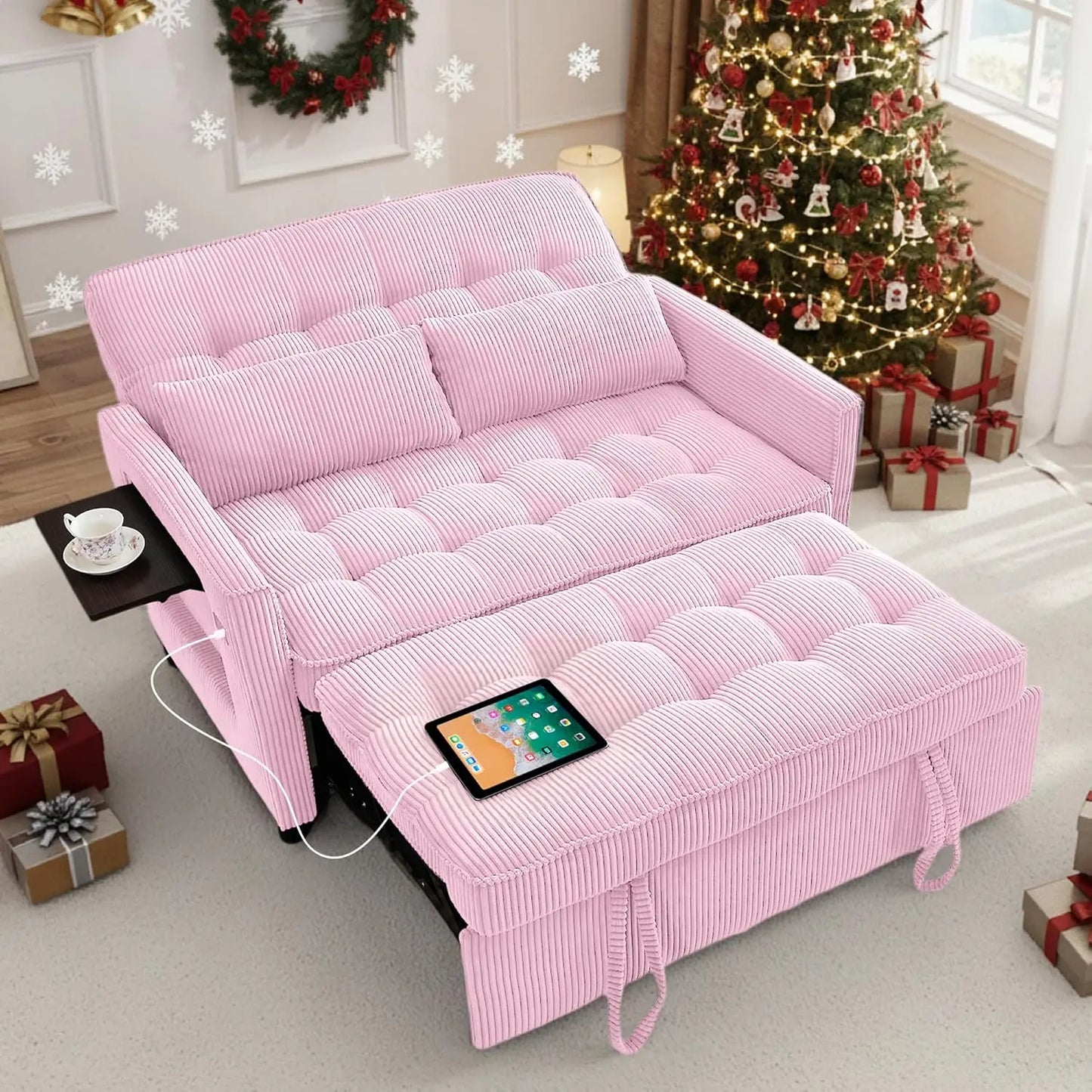 Sleeper Sofa Bed Convertible Pull Out Couch With USB Port