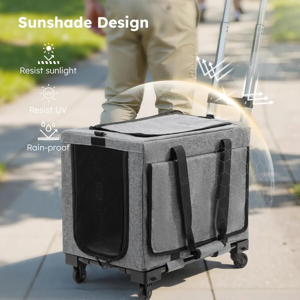 Cat Carrier With Wheels Steel Wire Frame Stable Trolley Bag