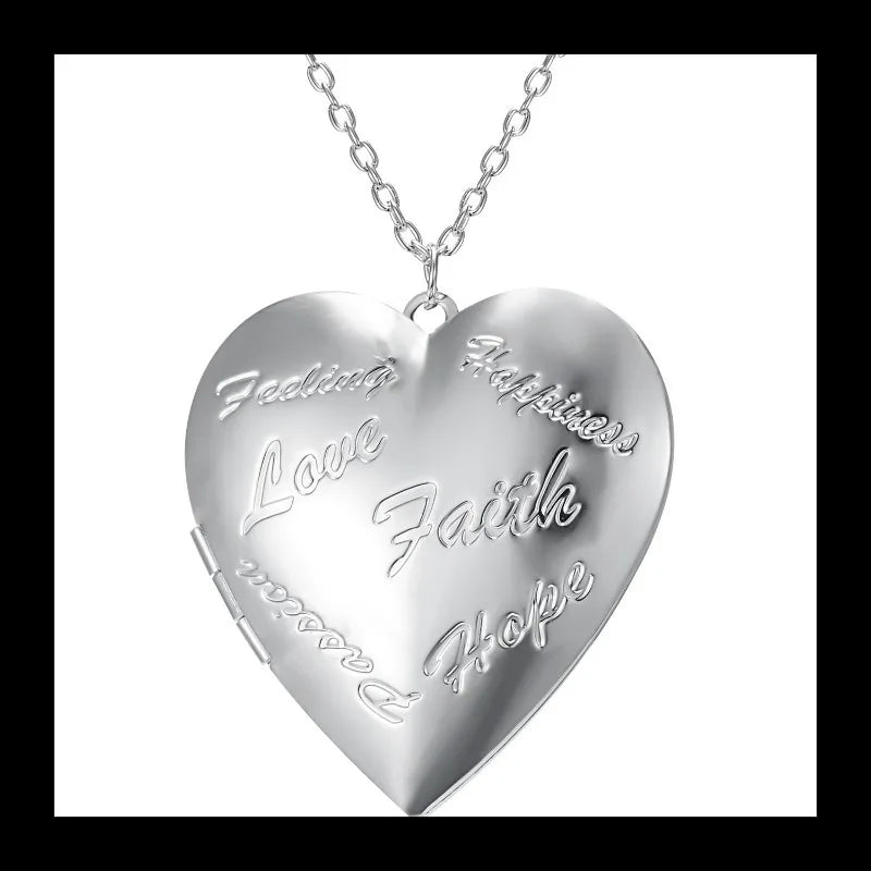 Engraved Love Peach Heart Photo Frame And Pendant Necklace