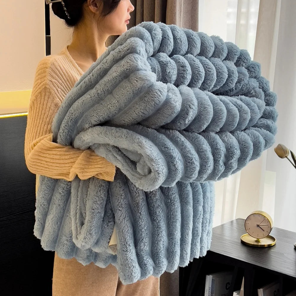 Soft Striped Polyester Throw Blanket