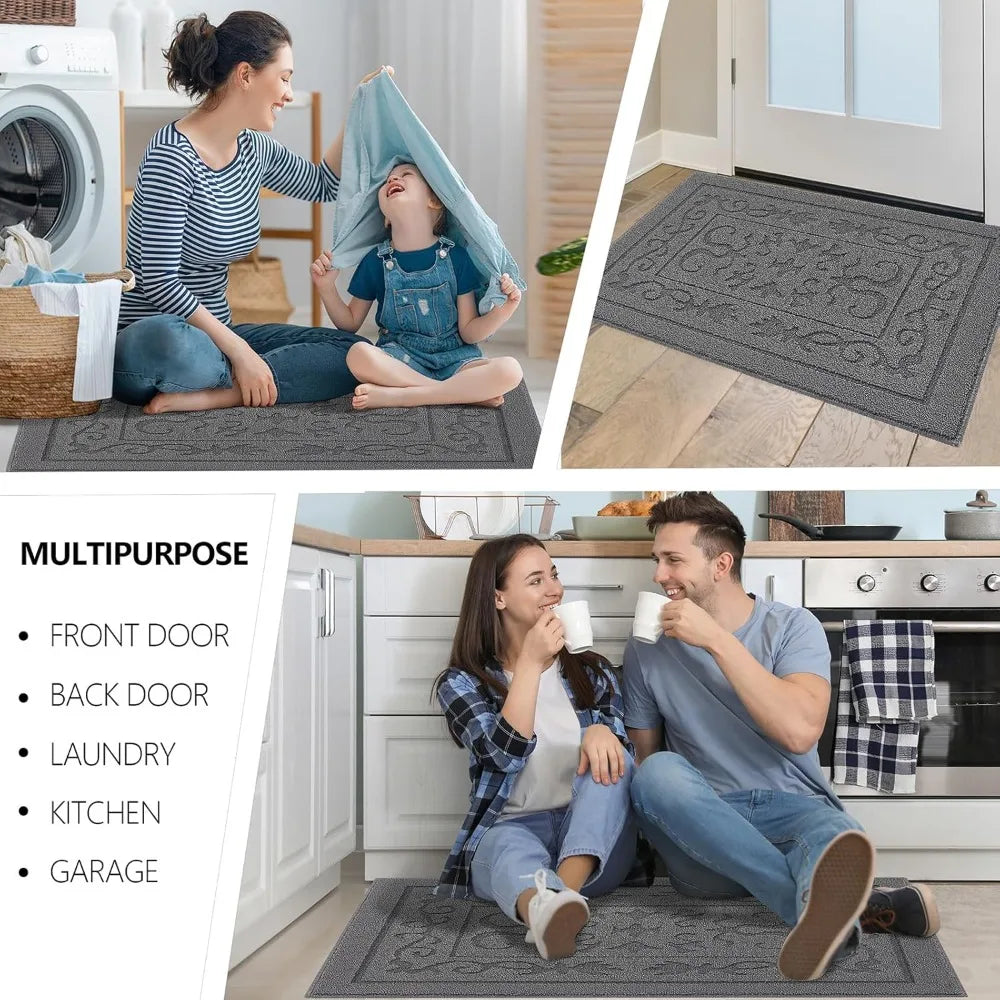 Indoor Dirt Trapper Doormat Non-Slip Washable Absorbent Welcome Mat