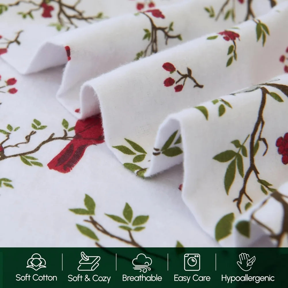 Ultra Soft 4-Piece 100% Turkish Cotton Flannel Sheet Set - Warm Cozy King Size with Deep Pocket