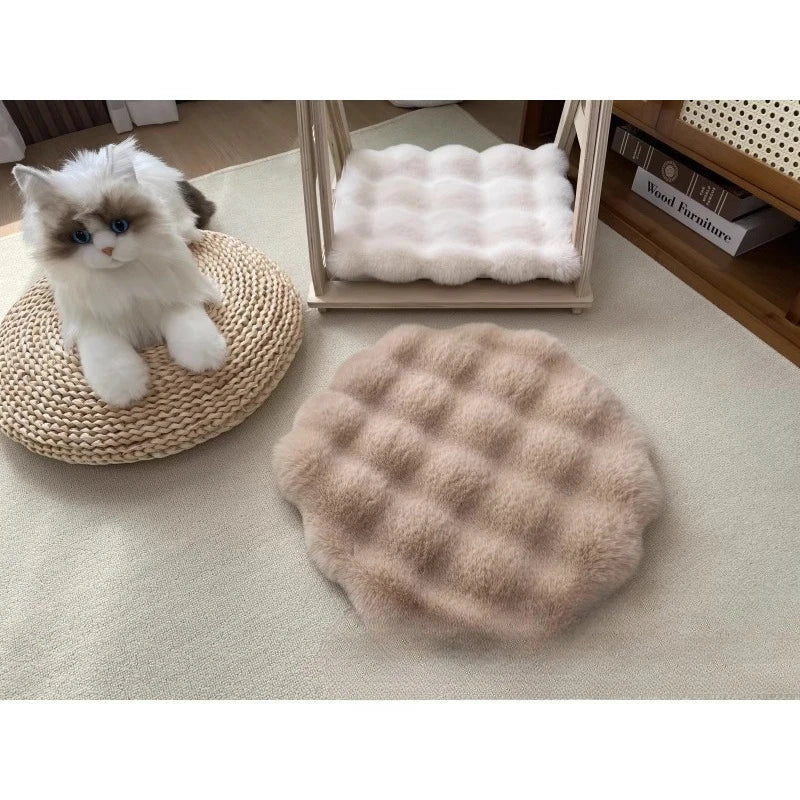 NONECN Rabbit Plush Cat Nest Cushion Bed Warm Wool Pad