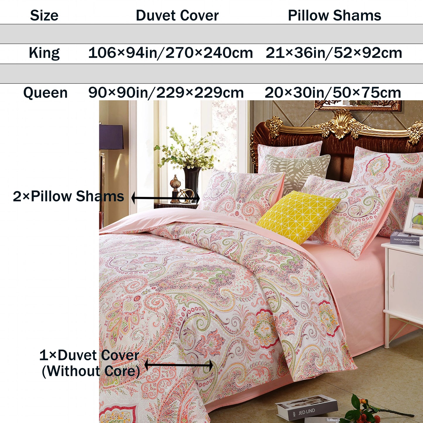 LISSTHERCN 3 Piece Duvet Cover Set Boho Paisley Print