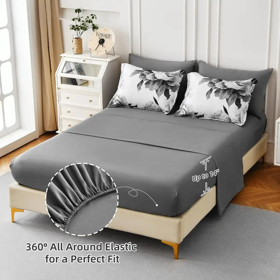 Floral Microfiber Comforter Set Bed In A Bag 7 Piece