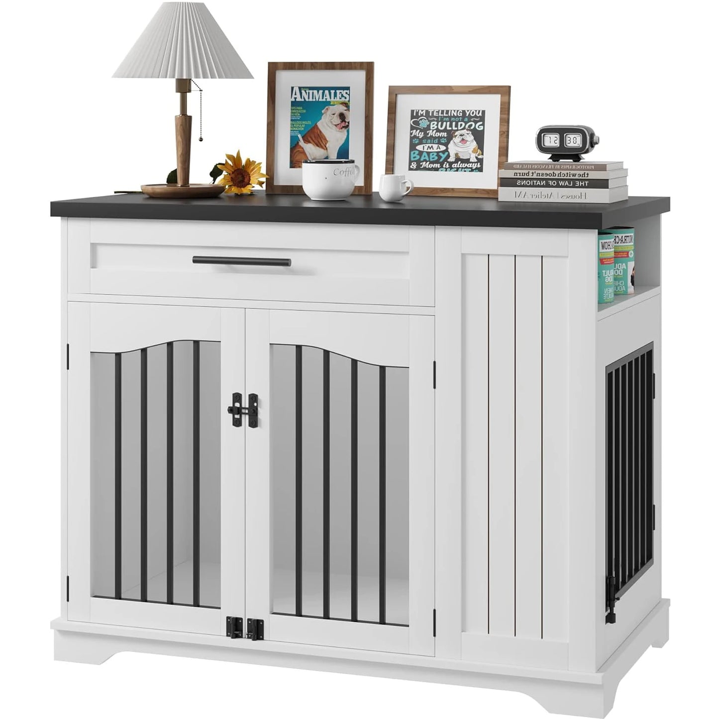 HiMISS Furniture Style Dog Crate Wooden Kennel With Drawer Storage