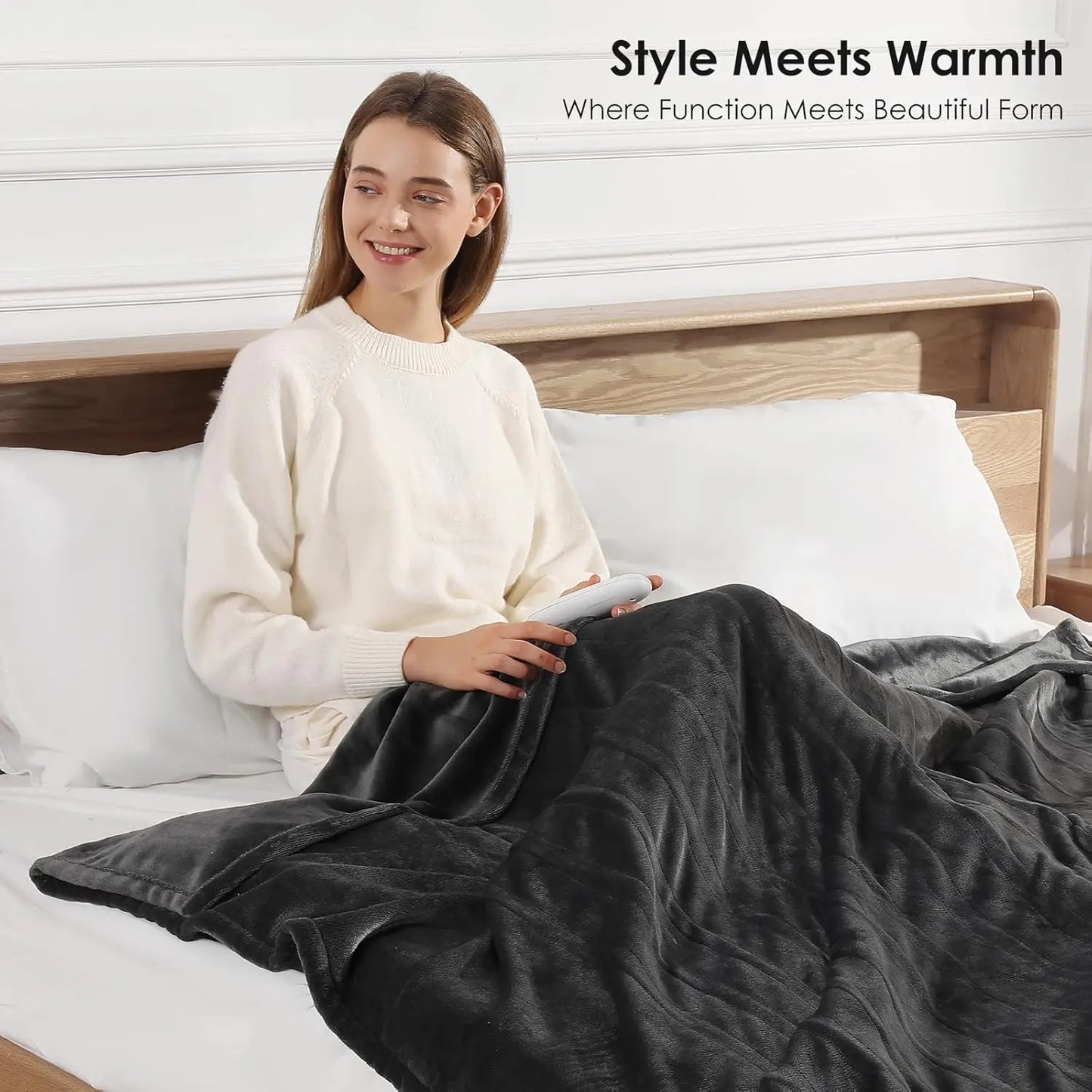 Electric Heated Blanket With 5 Heat Levels Auto Shutoff