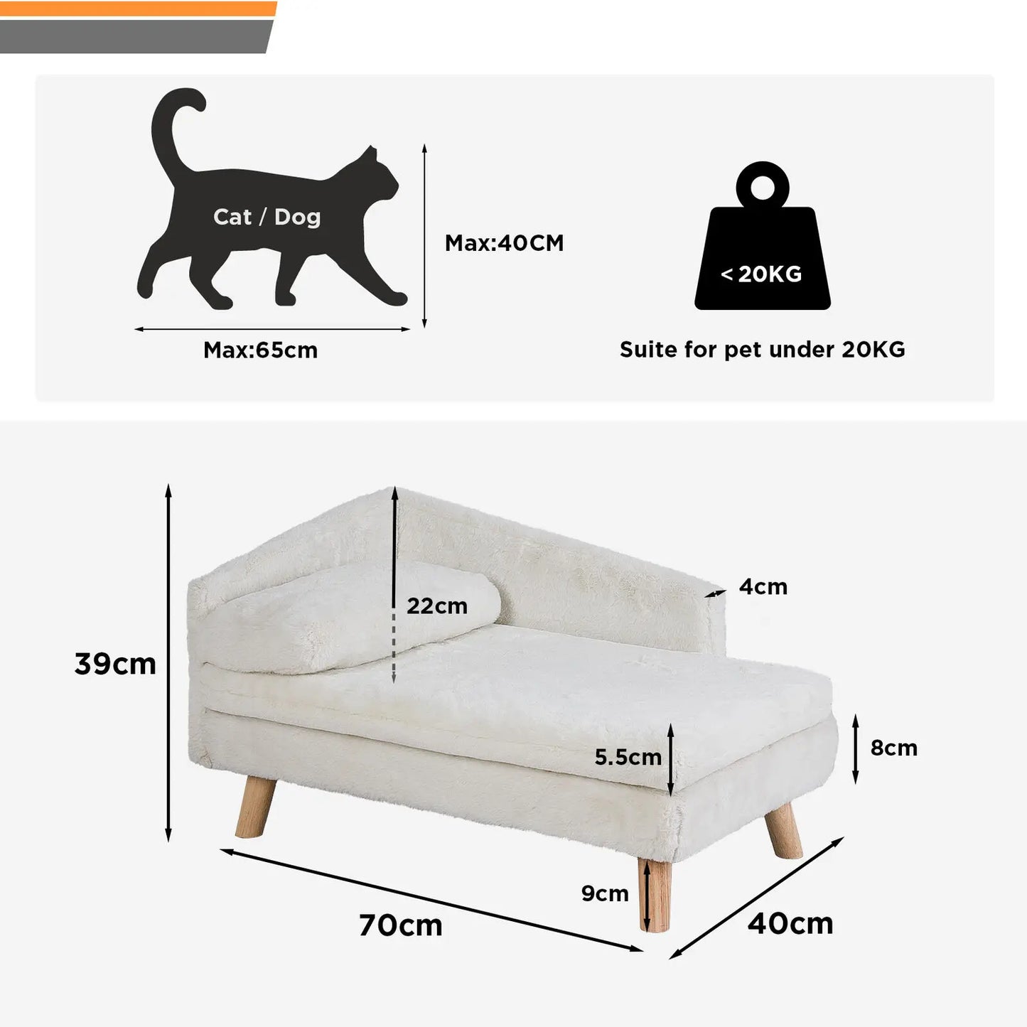 NONECN Elevated Pet Bed With Solid Wood Legs For Indoor Cats And Dogs