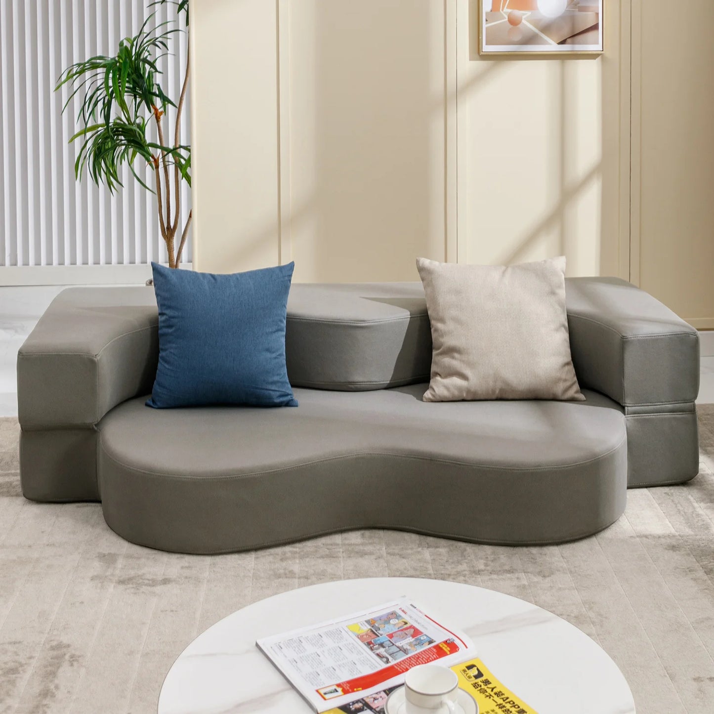 HORGAE Folding Sofa Bed With Memory Foam And Faux Leather