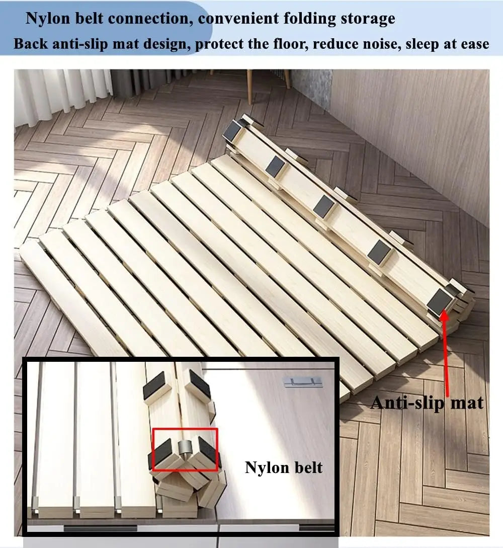 Floor Bed Frame With Breathable Slats Moisture Proof for Futon Mattress