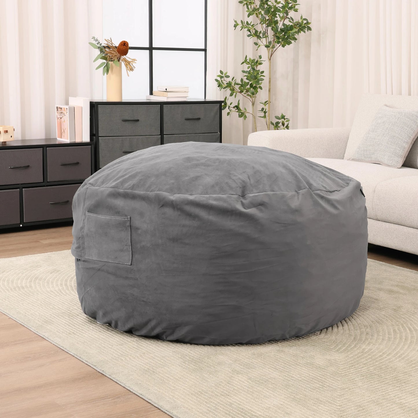 Oversized Bean Bag Chair For Gaming And Reading With Removable Cover
