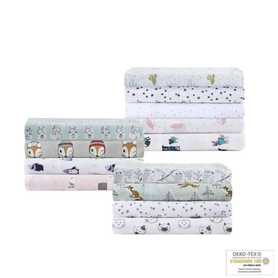 Cozy Soft Cotton Flannel Animal Print Sheet Set Bedding