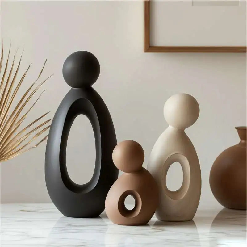 Simple Family Statue Modern Style Home Decor Hollow Sculpture Nordic Living Room Ornaments Bedroom Decoration Figurines Gift