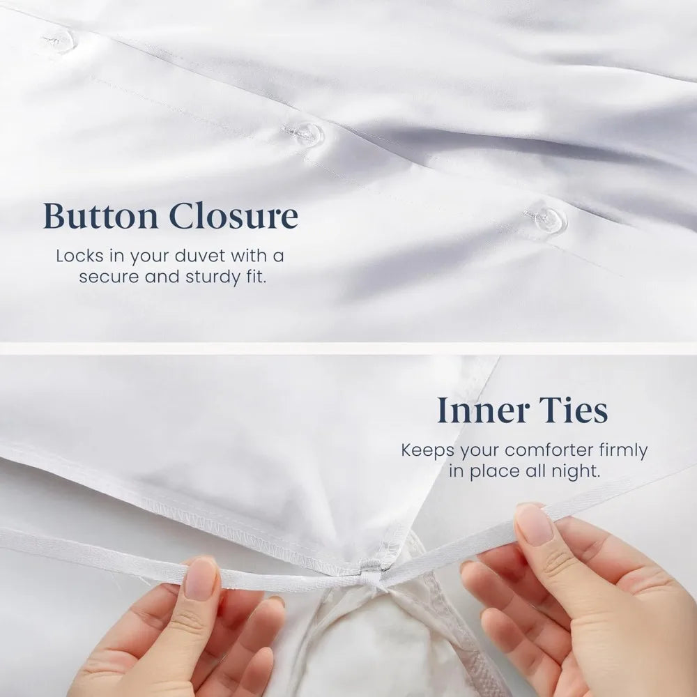 Cotton Percale Duvet Cover Set 3 Piece Soft Breathable Bedding