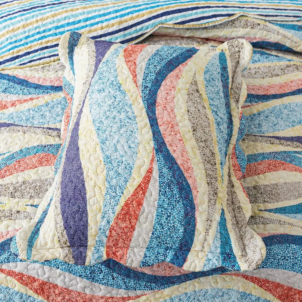 Coastal Nautical Three Piece Cotton Quilt Set California King Beds