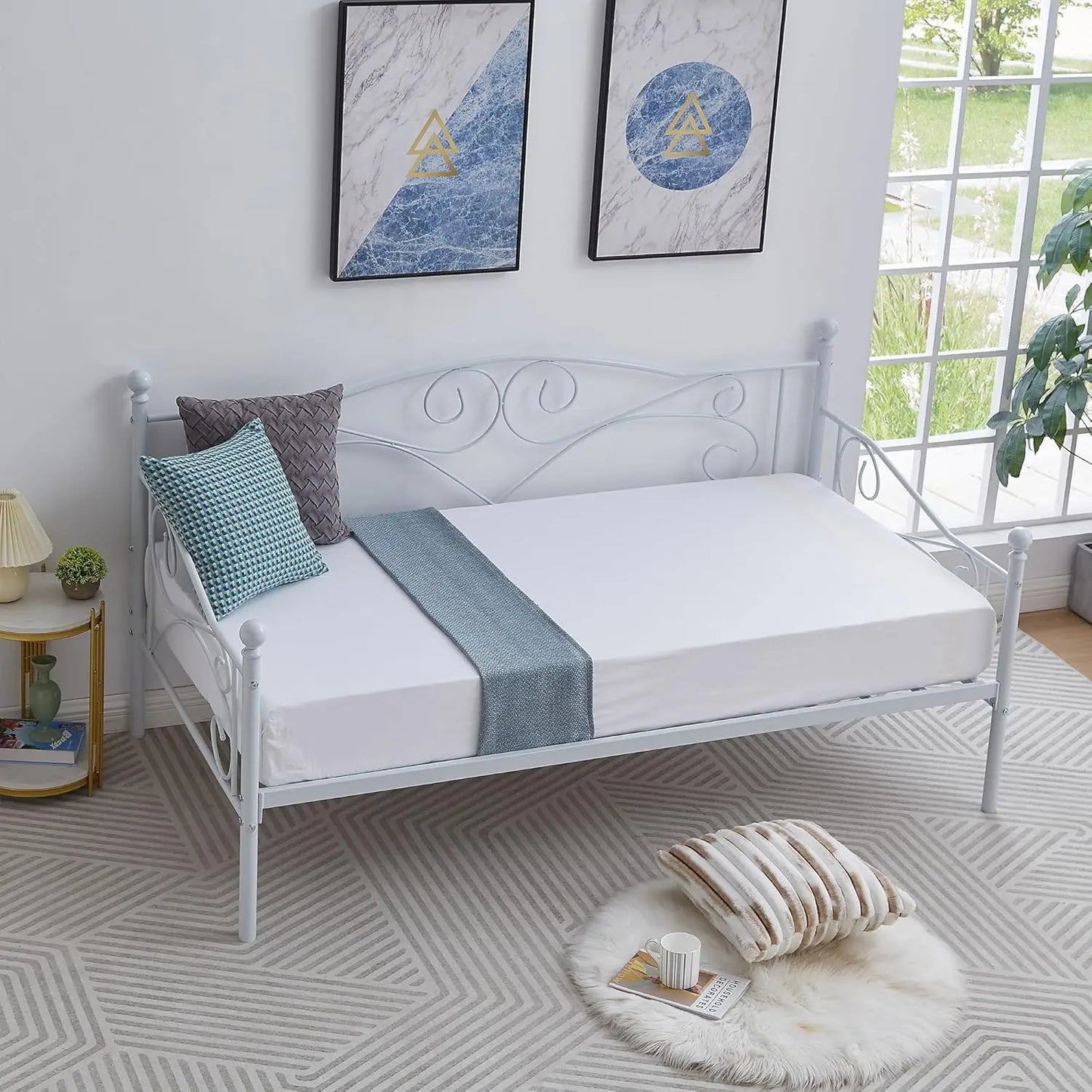 Metal Platform Bed With Headboard And Heavy Duty Slats Easy Assembly