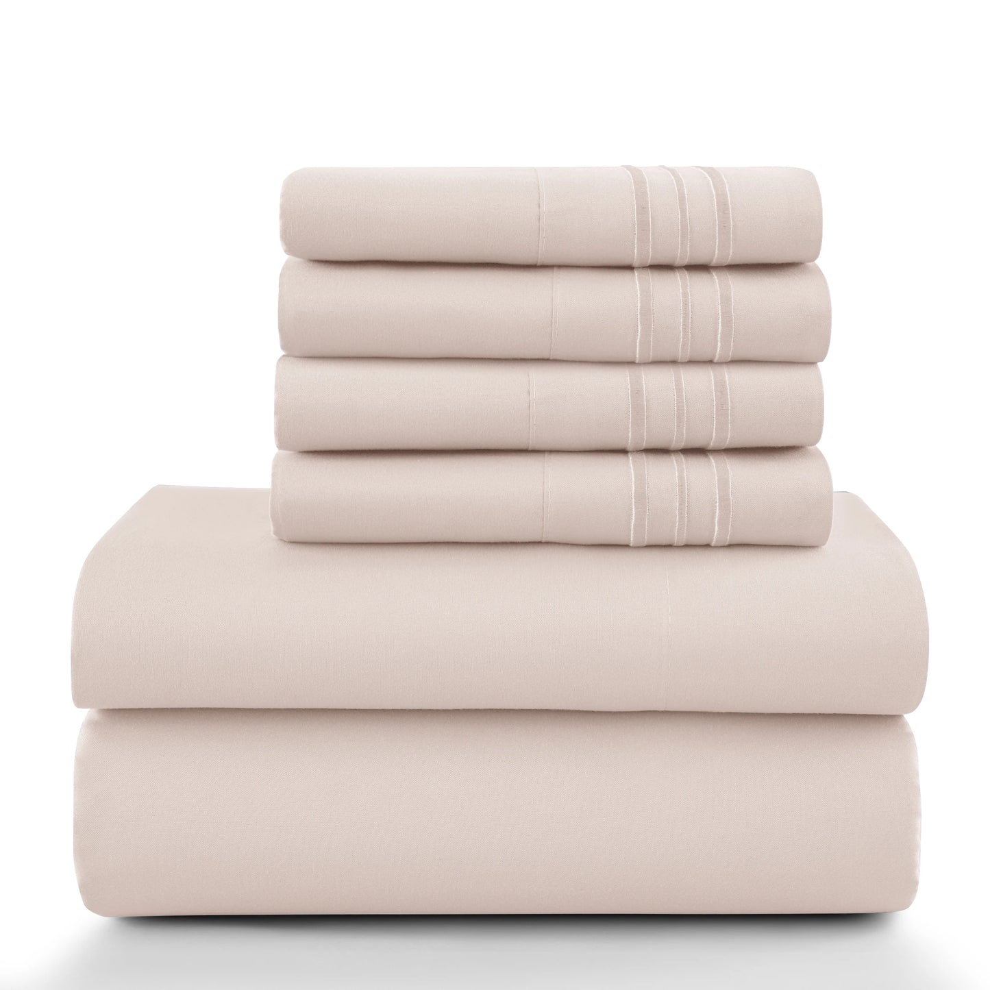LDC Lux Decor Collection 6 Piece Solid Sheet Set Brushed Microfiber