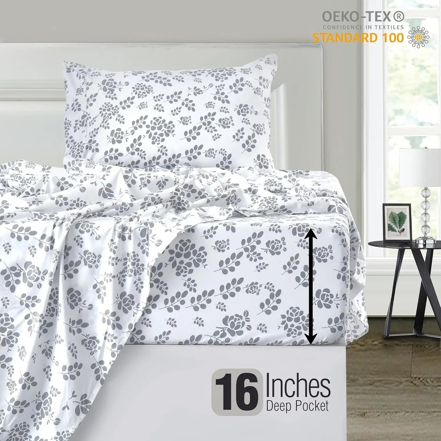 Floral Microfiber Sheet Set 3 Piece Ultra Soft Bedding