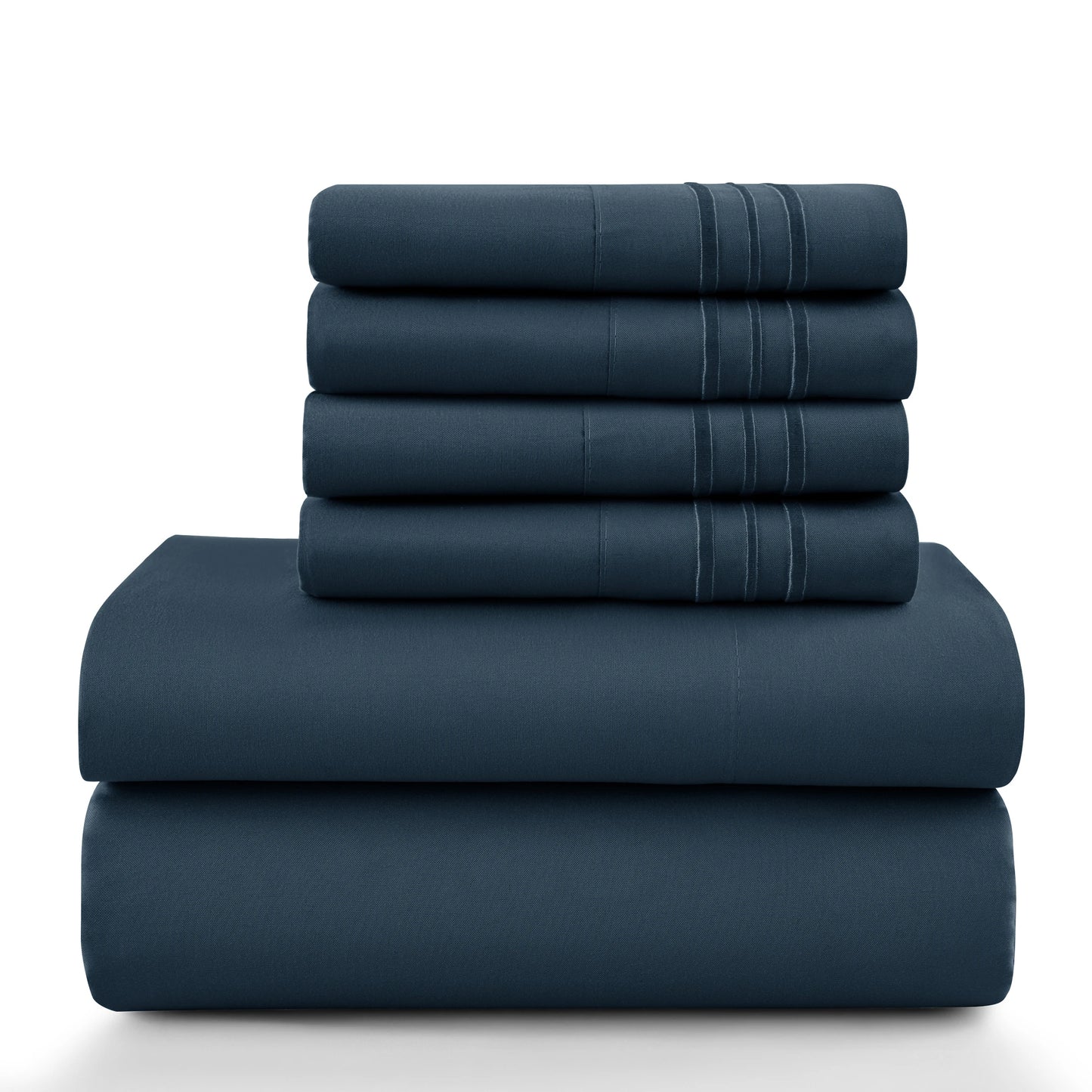LDC Lux Decor Collection 6 Piece Solid Sheet Set Brushed Microfiber