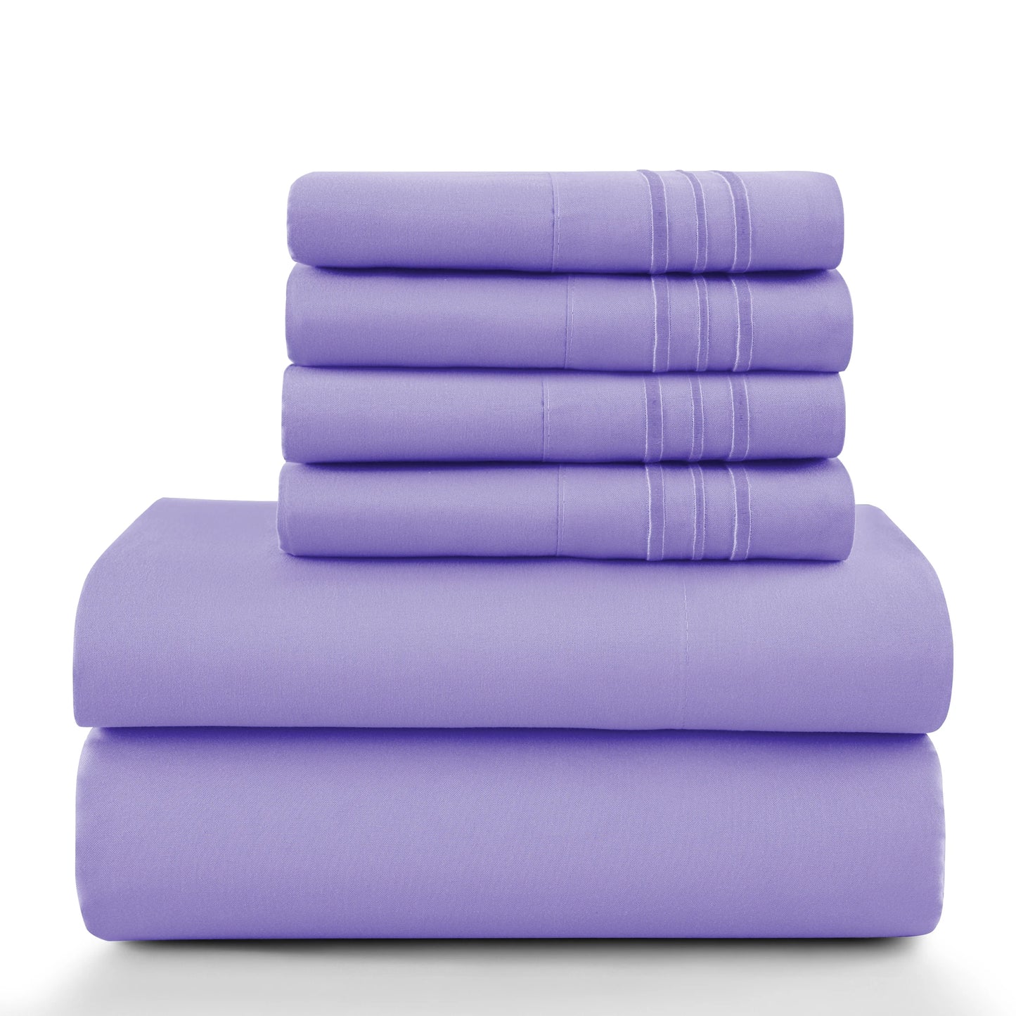 LDC Lux Decor Collection 6 Piece Solid Sheet Set Brushed Microfiber