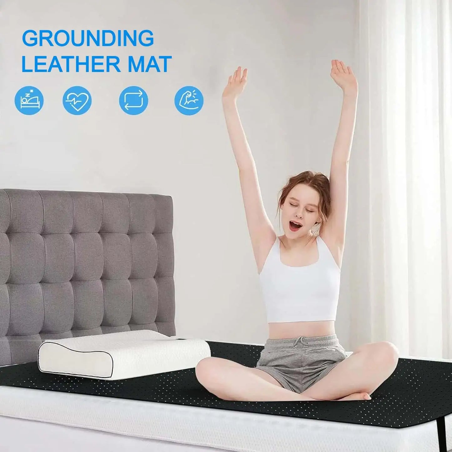 Grounding Sheet And Mat Perforated Carbon Conductive Faux Leather