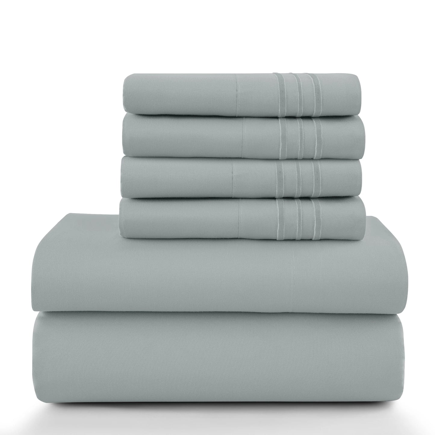 LDC Lux Decor Collection 6 Piece Solid Sheet Set Brushed Microfiber
