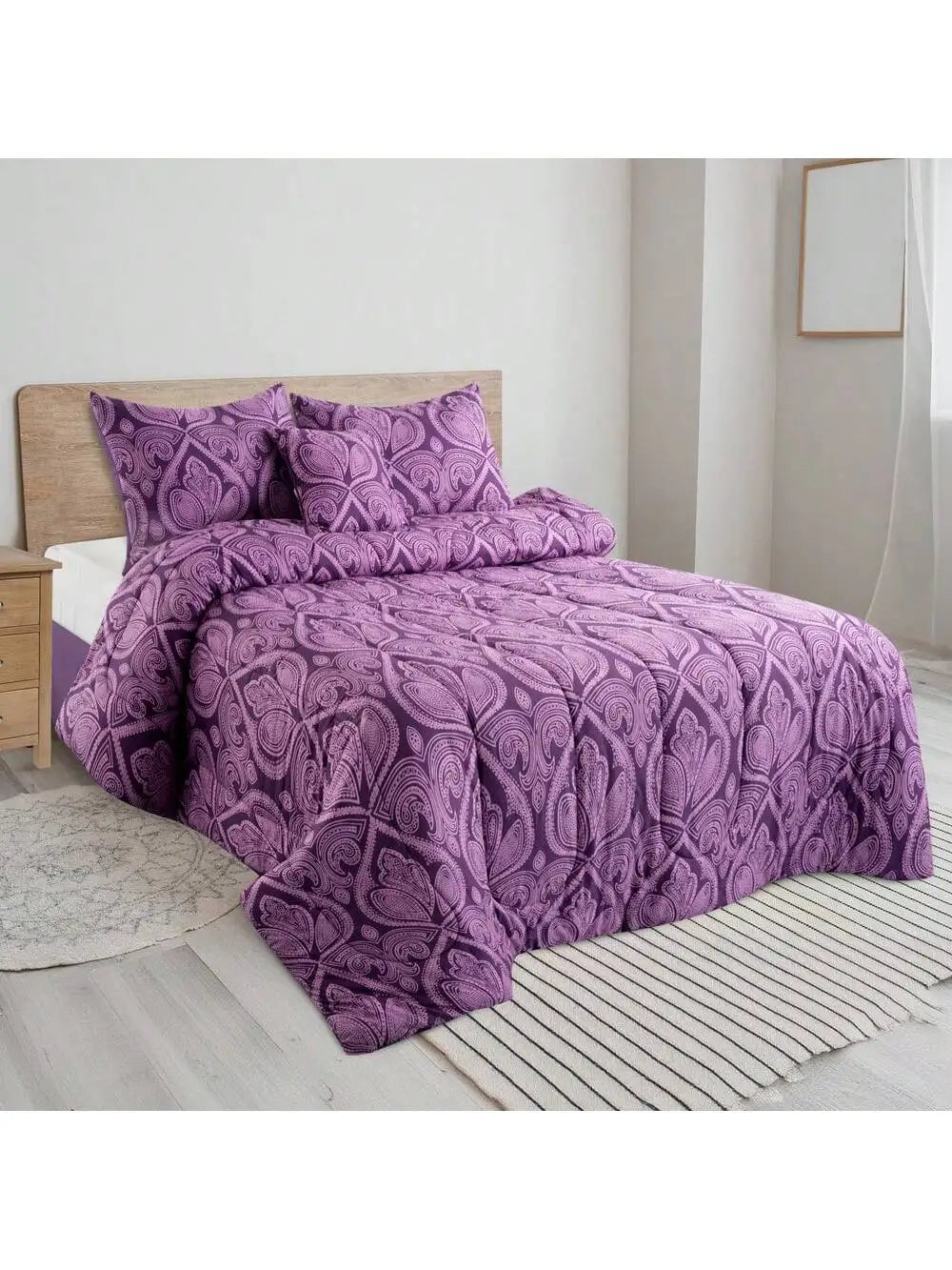 LDC Lux Decor Collection Reversible 5pc Comforter Set Microfiber Bedding