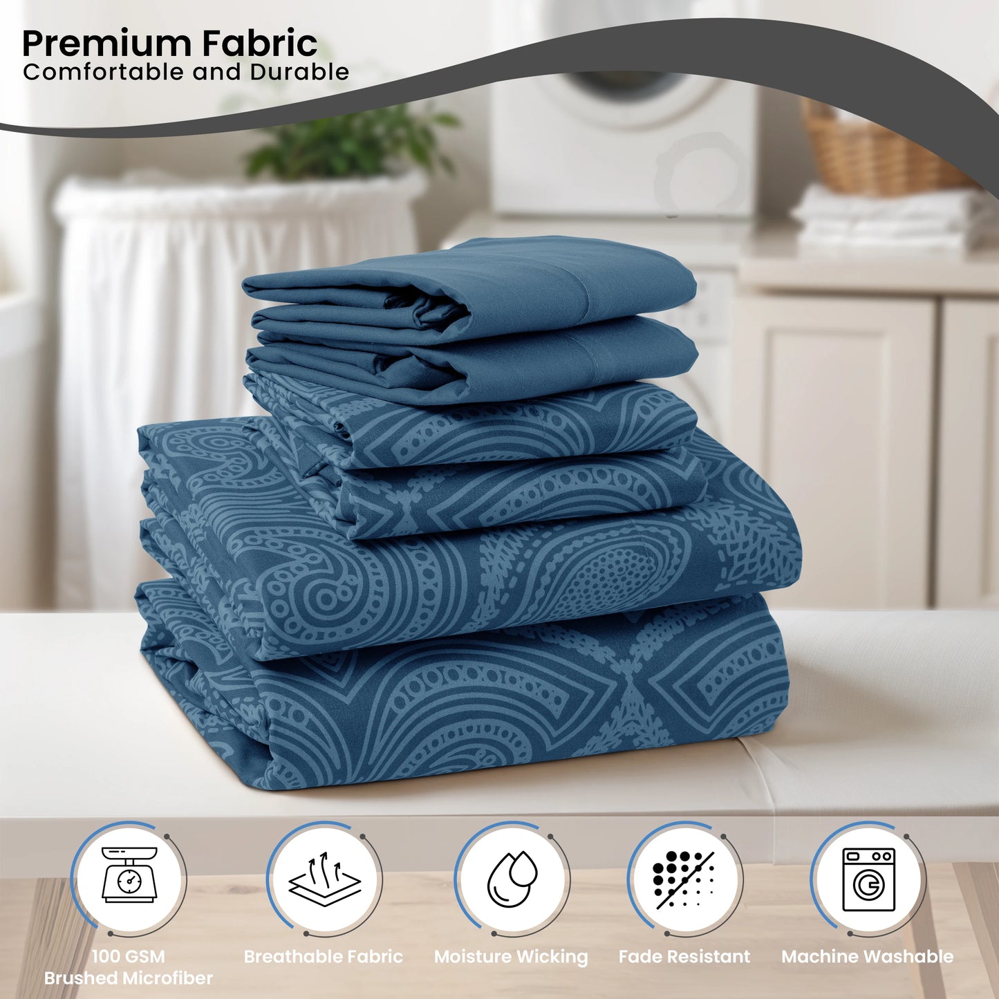 Lux Decor Paisley Microfiber Sheet Set Soft Wrinkle Free