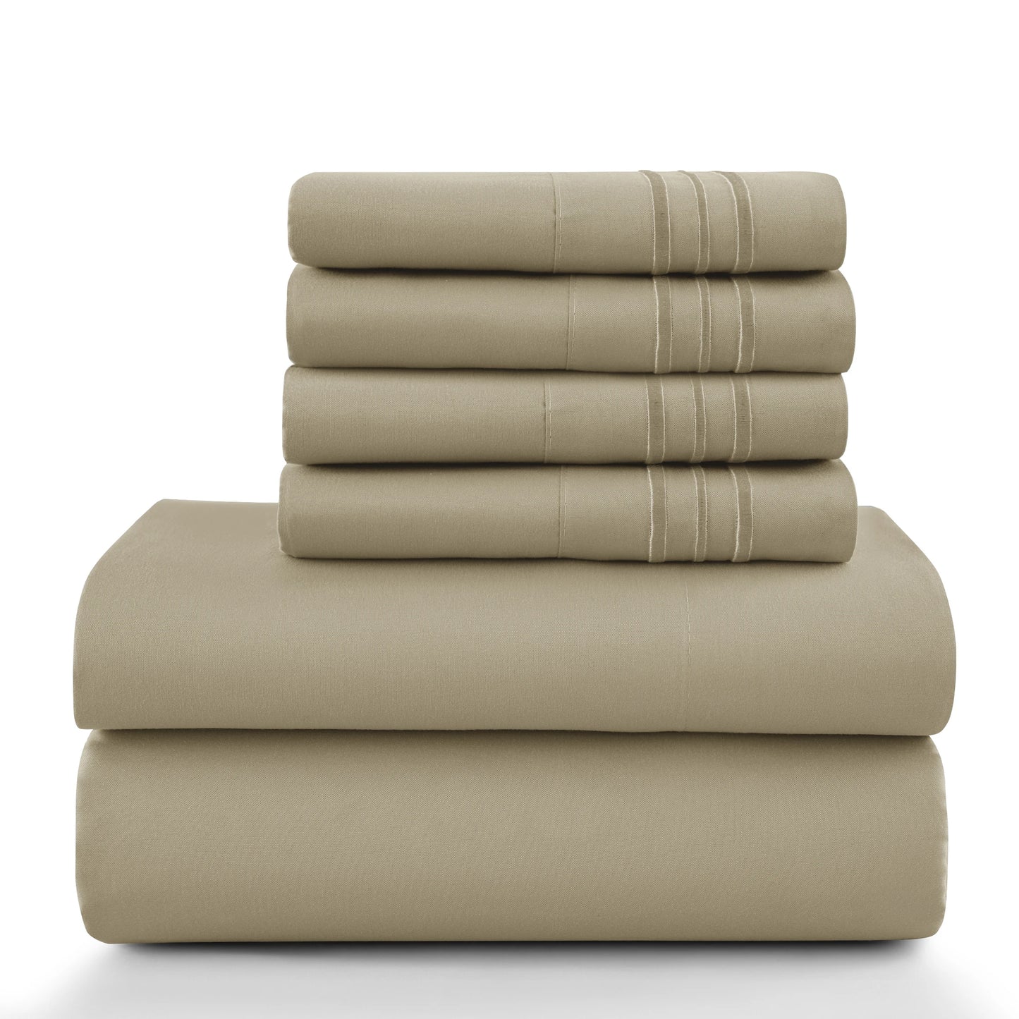 LDC Lux Decor Collection 6 Piece Solid Sheet Set Brushed Microfiber
