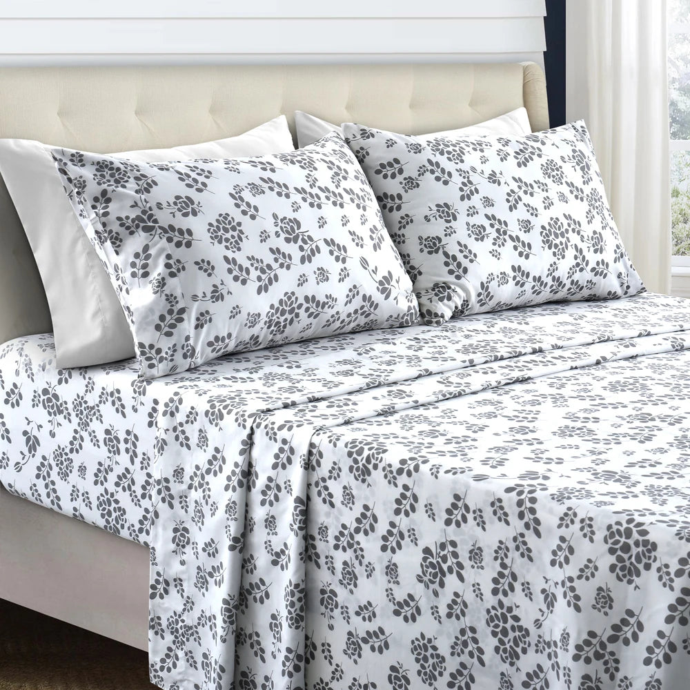 Floral Microfiber Sheet Set 3 Piece Ultra Soft Bedding