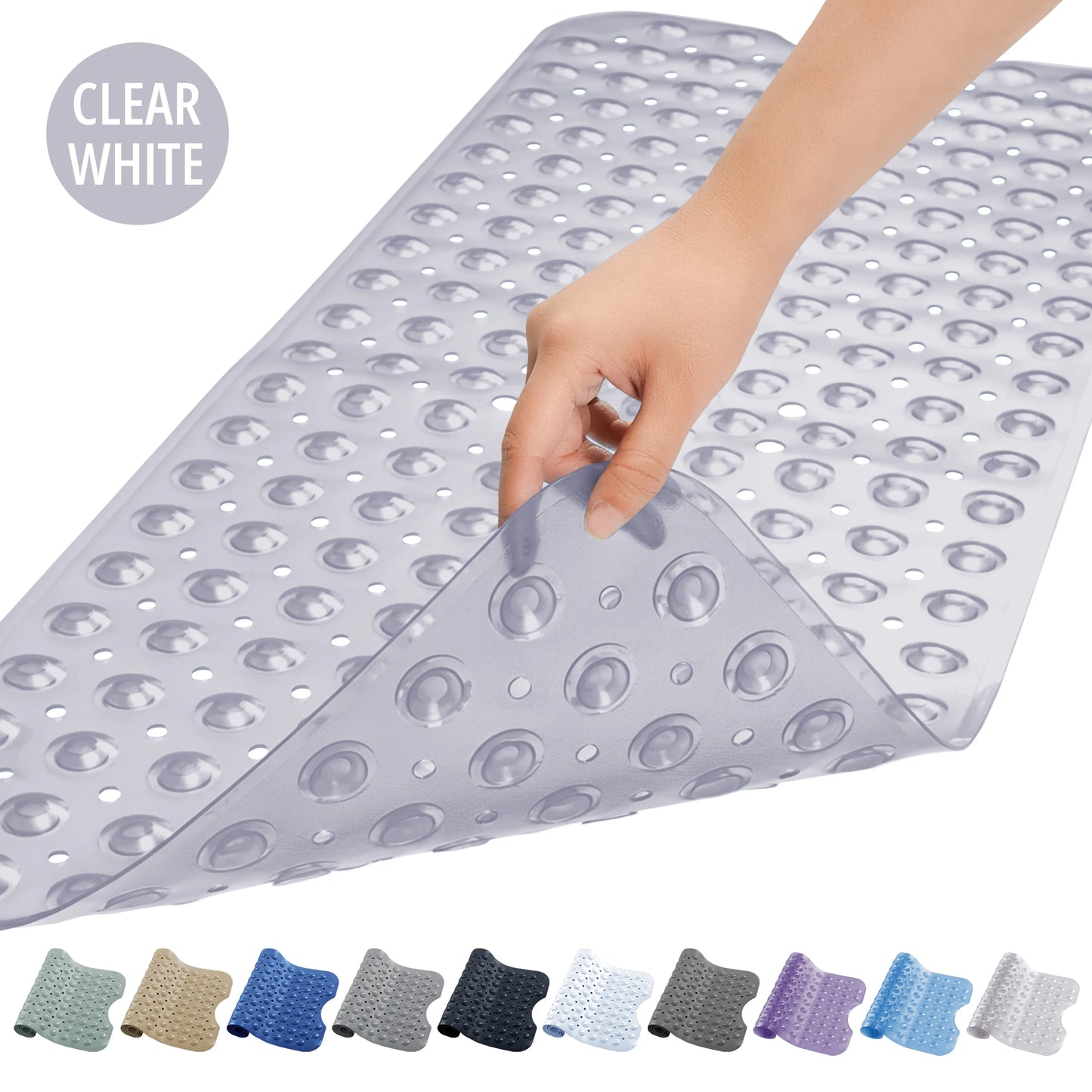 LDC Lux Decor Collection Non Slip Bathtub Mat With Suction Cups Machine Washable