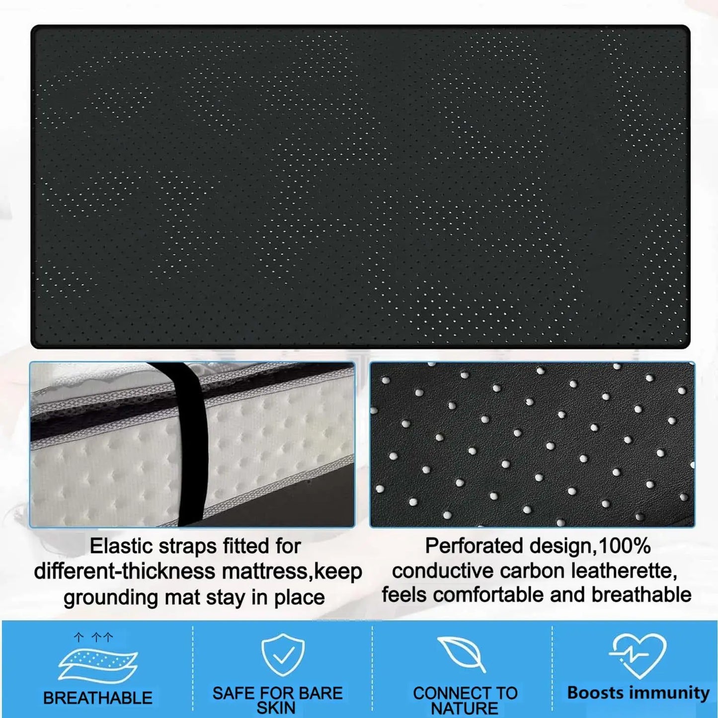 Grounding Sheet And Mat Perforated Carbon Conductive Faux Leather
