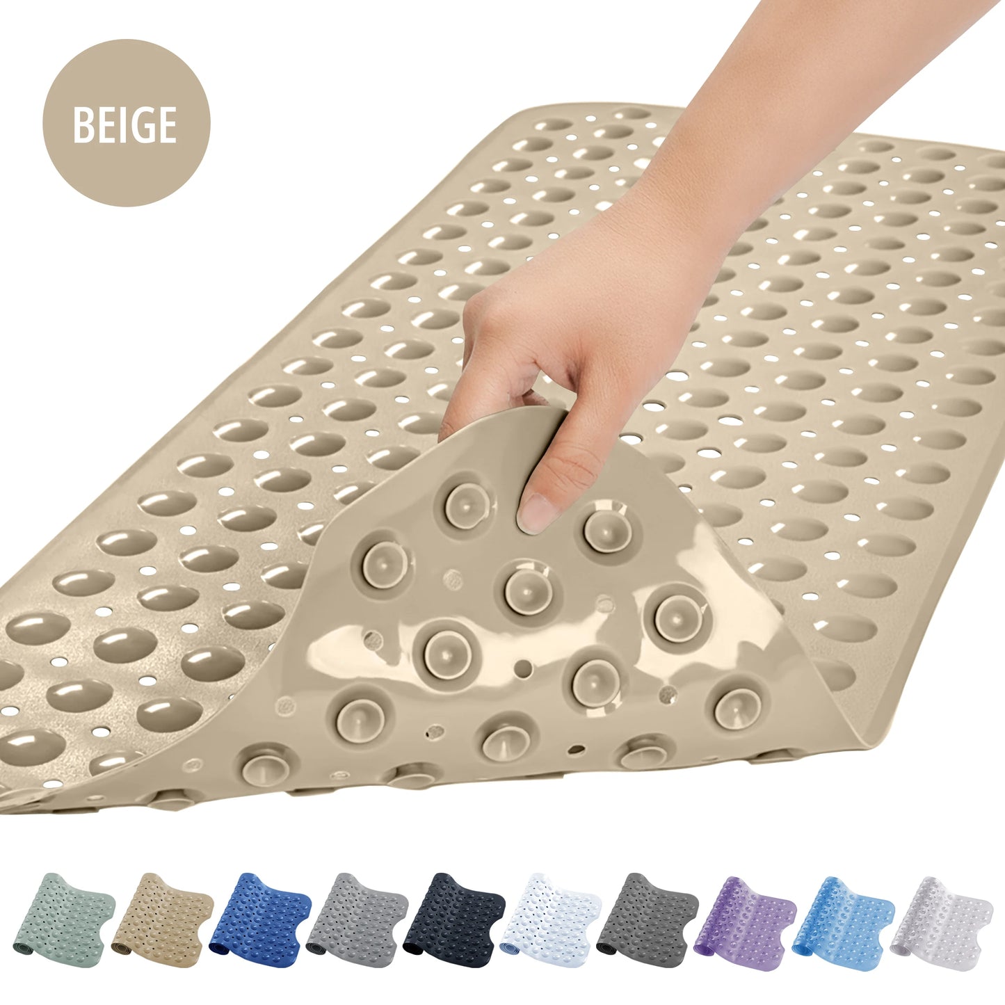 LDC Lux Decor Collection Non Slip Bathtub Mat With Suction Cups Machine Washable