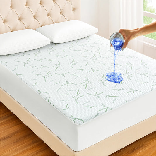 Lux Decor Mattress Protector Waterproof Cooling Bamboo Rayon Fitted Sheet
