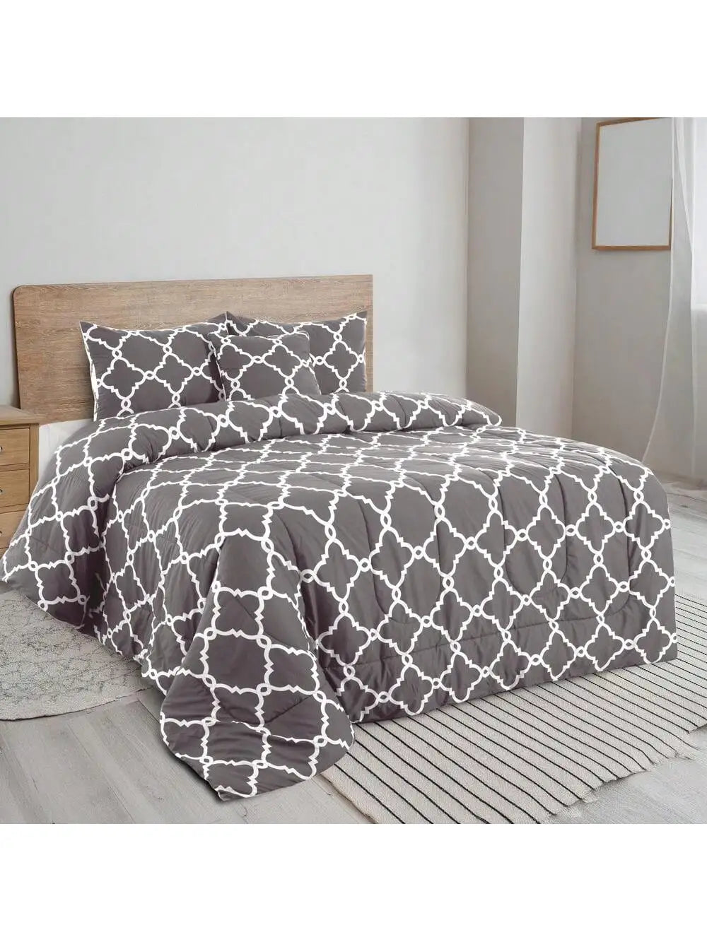 LDC Lux Decor Collection Reversible 5pc Comforter Set Microfiber Bedding