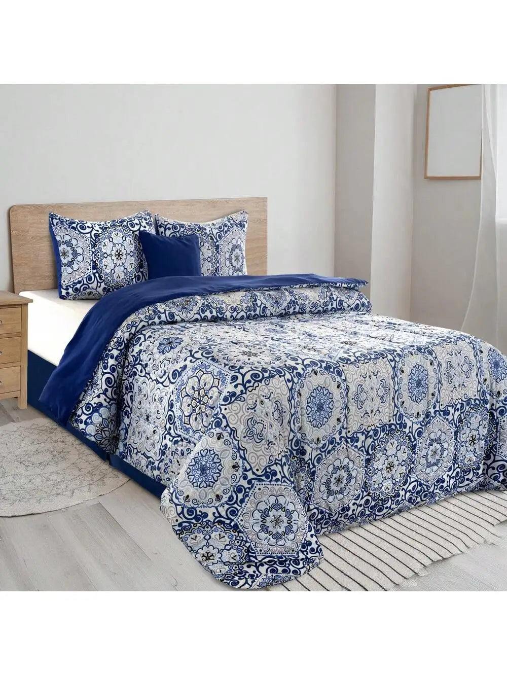 LDC Lux Decor Collection Reversible 5pc Comforter Set Microfiber Bedding