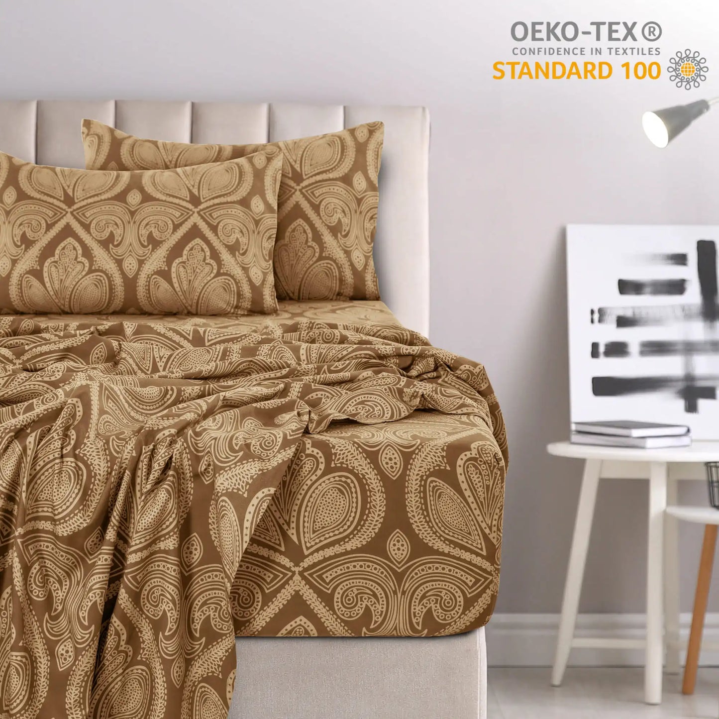 LDC Lux Decor Collection Paisley Bed Sheet Set Microfiber Wrinkle Resistant