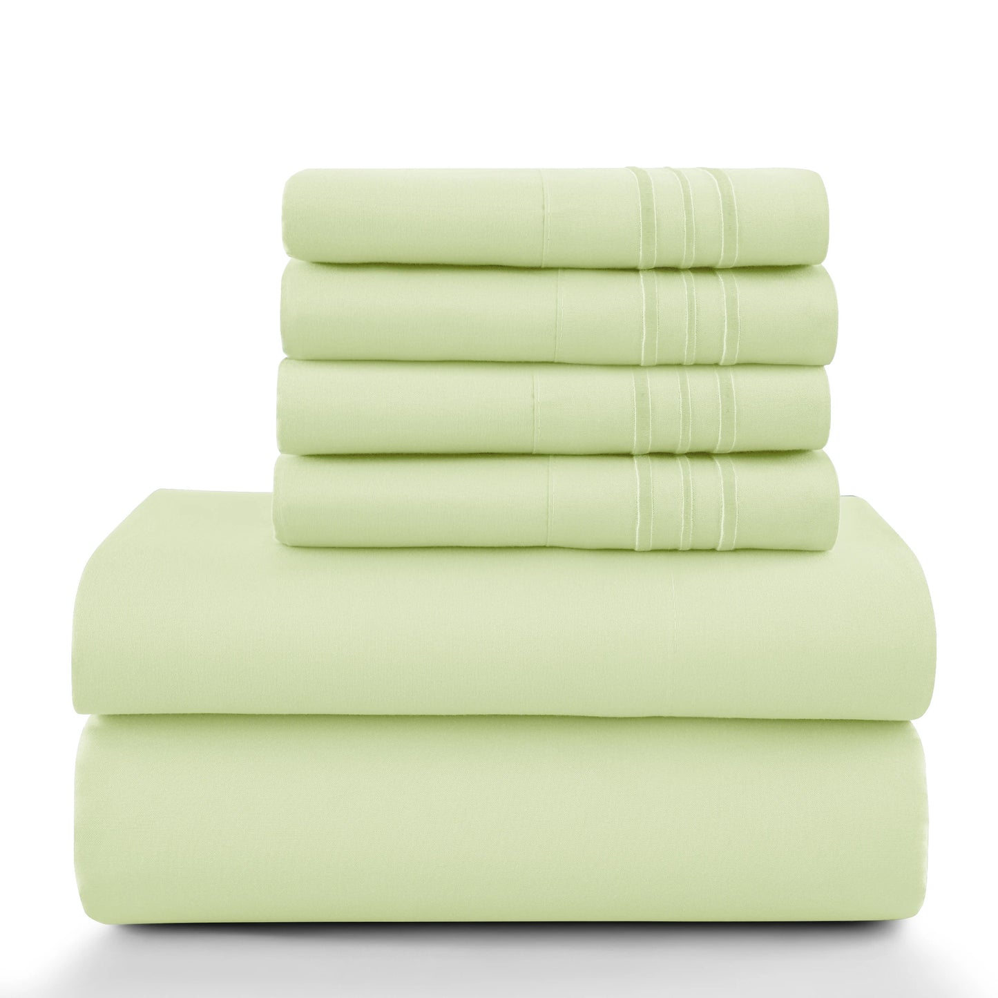 LDC Lux Decor Collection 6 Piece Solid Sheet Set Brushed Microfiber