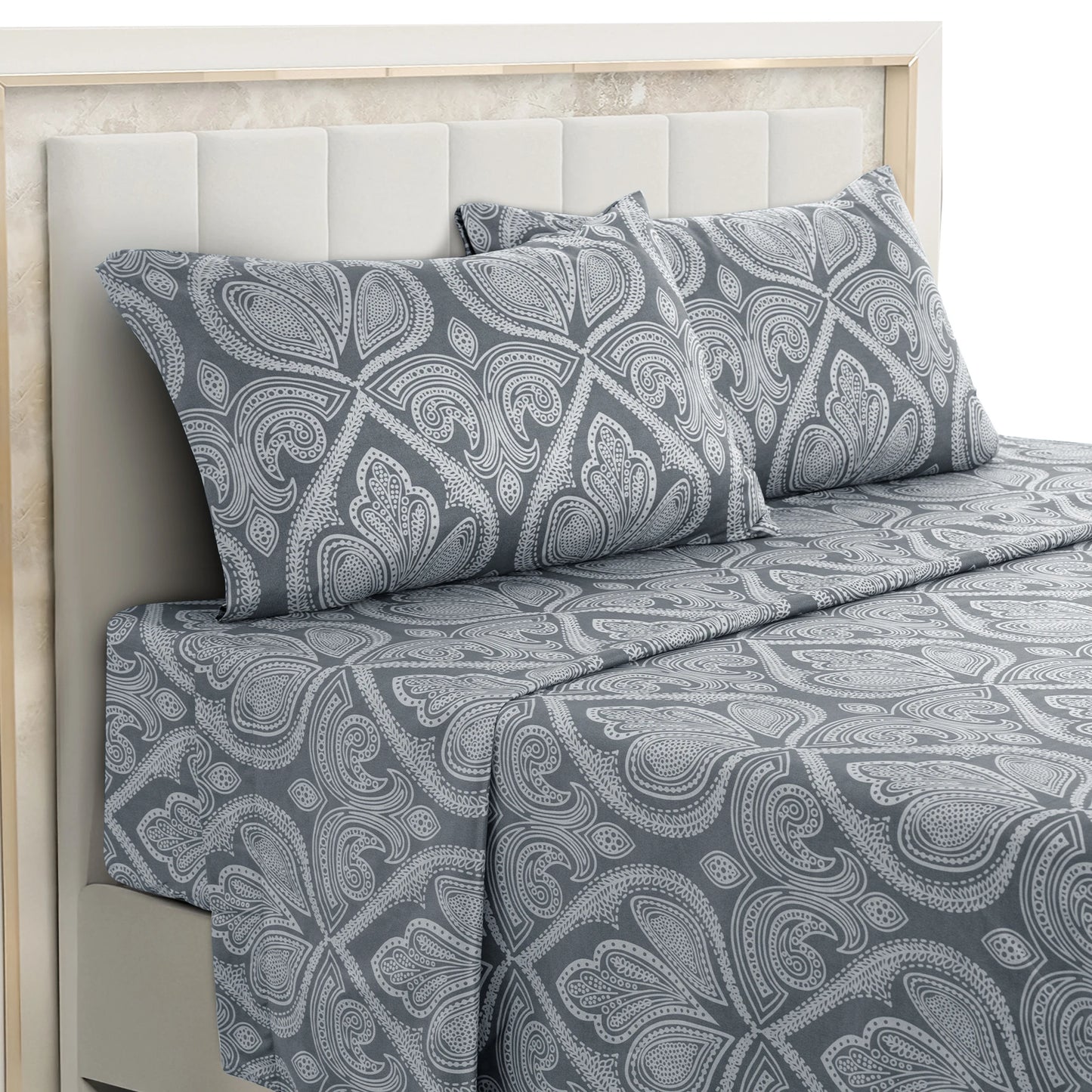LDC Lux Decor Collection Paisley Bed Sheet Set Microfiber Wrinkle Resistant
