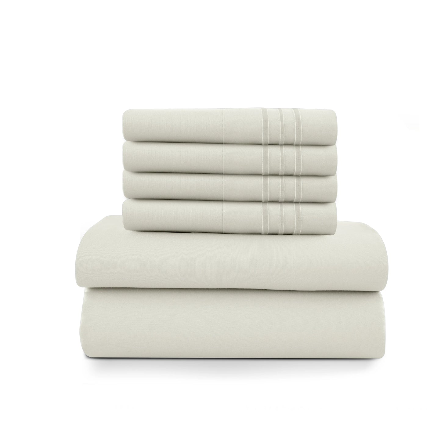 LDC Lux Decor Collection 6 Piece Solid Sheet Set Brushed Microfiber